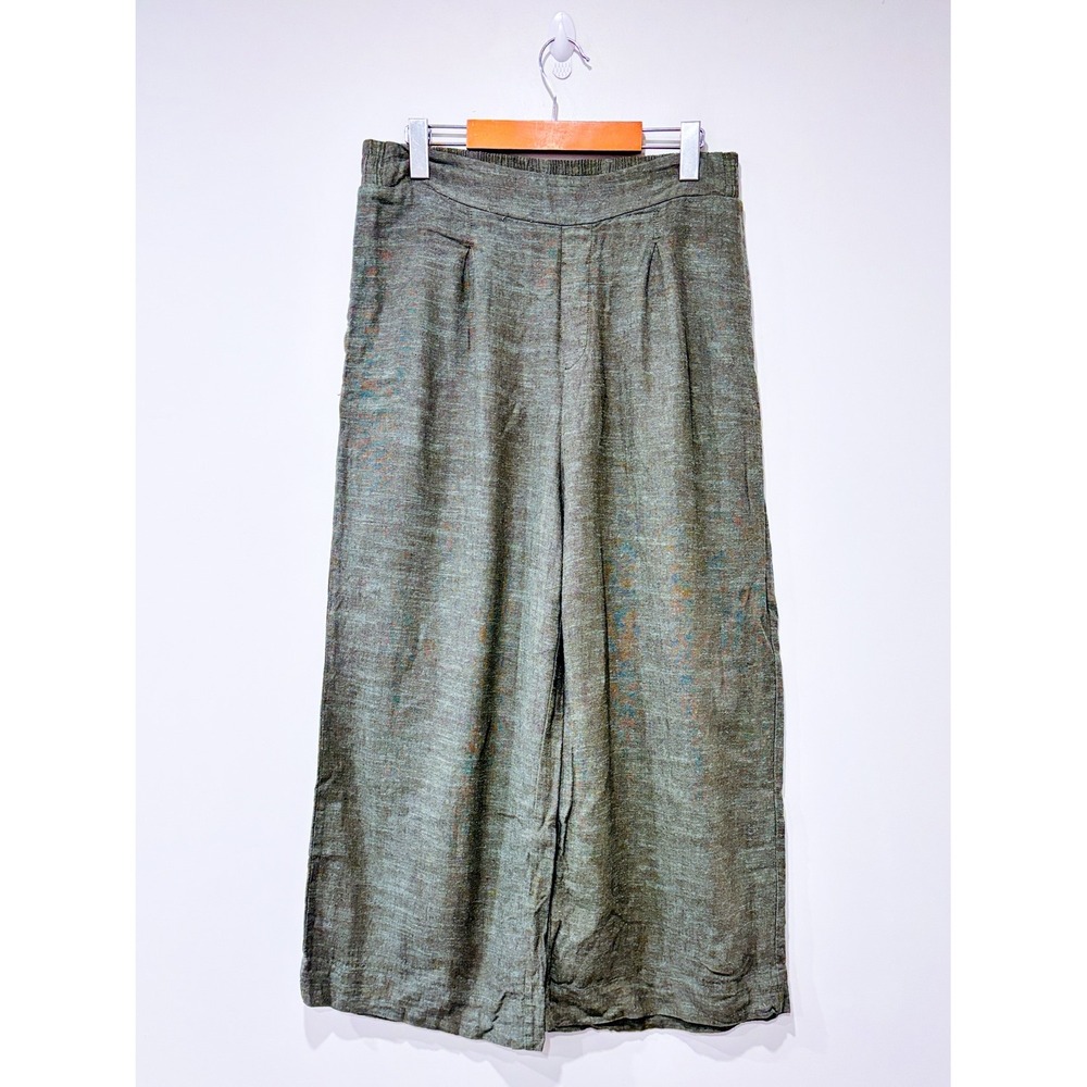 ELLA MOSS Olive linen pants | Flowy resort boho | Medium